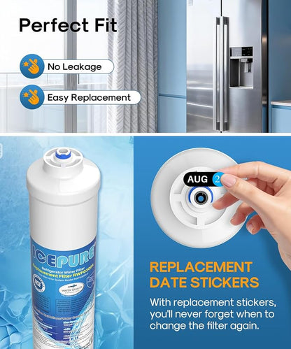 ICEPURE Inline Water Filter for Refrigerator and Ice Maker with 1/4-Inch Direct Connect Fittings, NSF Certified Drinking Water Filtration System for RV, RO System, Reduces Chlorine, Taste&Odor, 1PACK