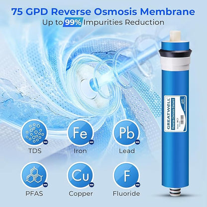 iSpring F31KU75 NSF Certified 3-Year Reverse Osmosis Water Filter Replacement Cartridge Set for 7-Stage 75 GPD RO Water Filtration Systems w/Alkaline Mineral & UV Filters Fits RCC7AK-UV, 31 Piece