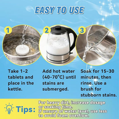 Kettle Descaler Tablet 36 Packs, Kettles Cleaner & Descaling Tablets, Powerful Citric Acid for Cleaning, Limescale Remover Hard Water for Coffee Maker, Portable Distiller, Kettle, Water Bottle