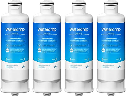Waterdrop DA97-17376B Replacement for Samsung® HAF-QIN/EXP, DA97-08006C, RF28R7201SR, RF28R7351SG, WD-F45, Refrigerator Water Filter, 4 Filters