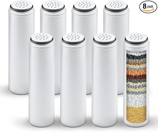 8-Pack Filter Cartridges Compatible with Cobbe Handheld Showerheads | White cartridge-only set for routine showerhead filter replacement and maintenance; shower head not included