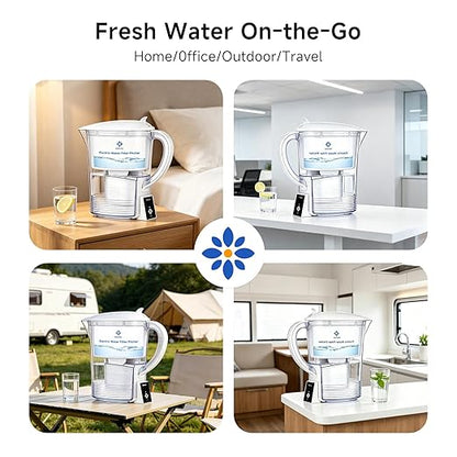 Electric Water Filter Pitcher for Tap and Drinking Water,Long-Life Filter，Removes 99% Lead, BPA-Free, Fits Fridge, for Tap Water Purification (White)