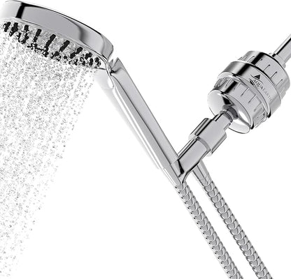 Shower Head Filter For Hard Water Gold 20 Stages to Remove Chlorine Fluoride Water Softener Coconut Shell Activated Carbon Reduces Dry Itchy Skin Heavy Metals Other Sediments Vitamin C Aqua Earth
