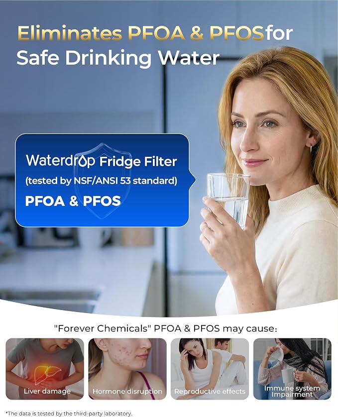 Waterdrop Plus LT1000PC Refrigerator Water Filter and Air Filter, 3 Combo | NSF 401, Reduce PFAS, Replacement for LG® ADQ747935, LT1000P®/PC/PCS, LRFWS2906V, LRMVS3006S, LMWS27626 and LT120F®