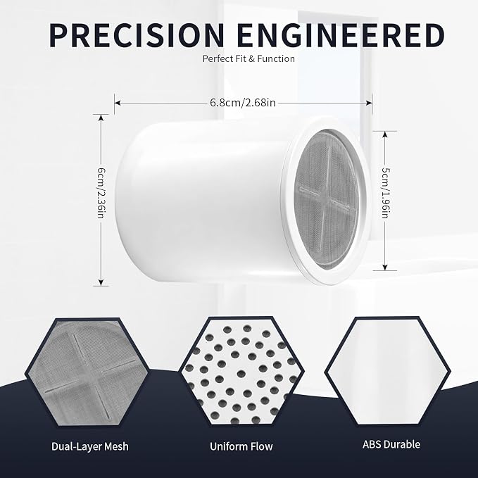 Shower Filter Cartridge Compatible with Eskiin Shower Head, 6 Pack | Multistage media reduces hard water & chlorine. Compatible with Eskiin shower head. Tool-free installation in minutes.