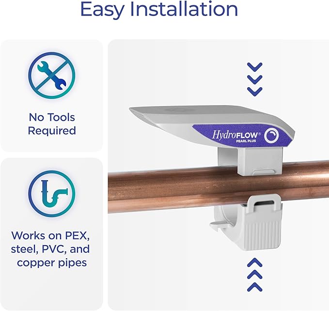HydroFLOW Pearl Plus | Eco Friendly Alternative to Salt Water Softeners | Descaler for Large Homes & Commercial Appliances | Fits Pipes Up to 1.5" Outer Diameter