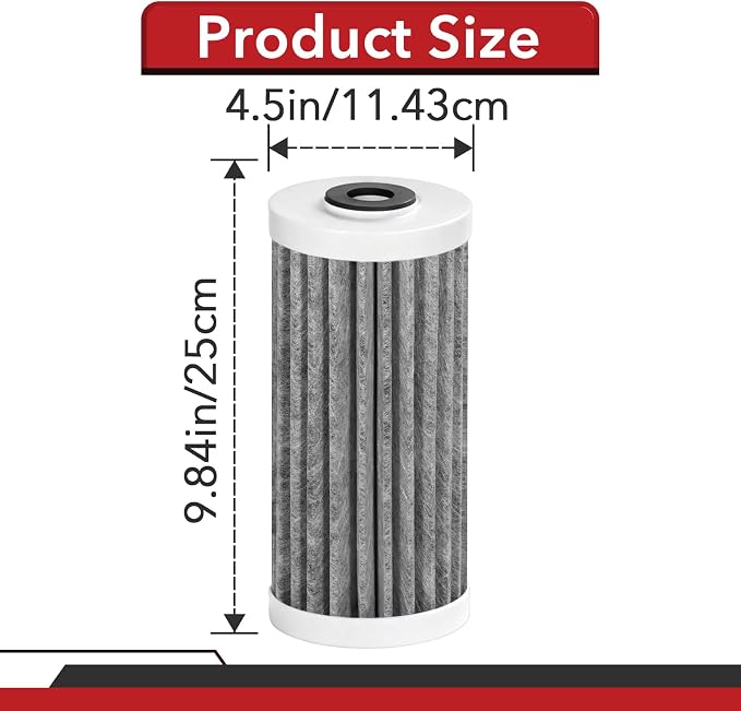4 Pcs 4.5"x10" 5 Micron Carbon Block Water Filter Replacement Cartridge | Compatible with AO Smith WH-PREL-RCP Whole House Systems, Reduces Sediment & Chlorine