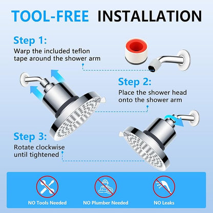 High Pressure Shower Head with Filters: Fixes Low Pressure & Rust Water for Old Apartments - 6" Hard Water Filtered Showerhead Removes Chlorine Easy Twist-on Install for Dorm Renter