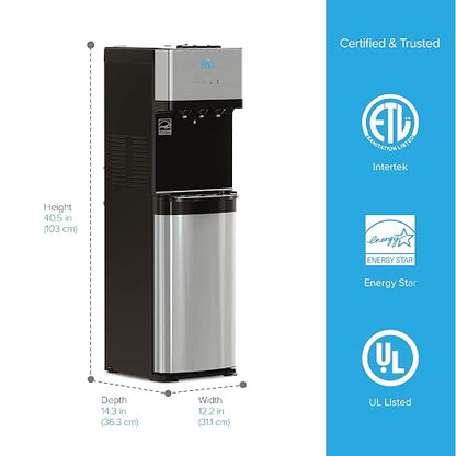 Brio 520 UV Self-Cleaning Bottleless Water Cooler Dispenser, UL Certified | Built-in 2 Stage Filtration (2 Free Replacement Filters Included) Reduces PFAS & Microplastics | 3 Temp (Hot Cold, Room)