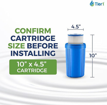 Tier1 50 Micron 10 x 4.5 Water Filter | Pleated Polyester Whole House Sediment Filter Cartridge | Replacement for Pentek R50-BB, 155053-43, SPC-45-1050 | High Flow 4.5 x 10 Water Pre-Filter (2-Pack)