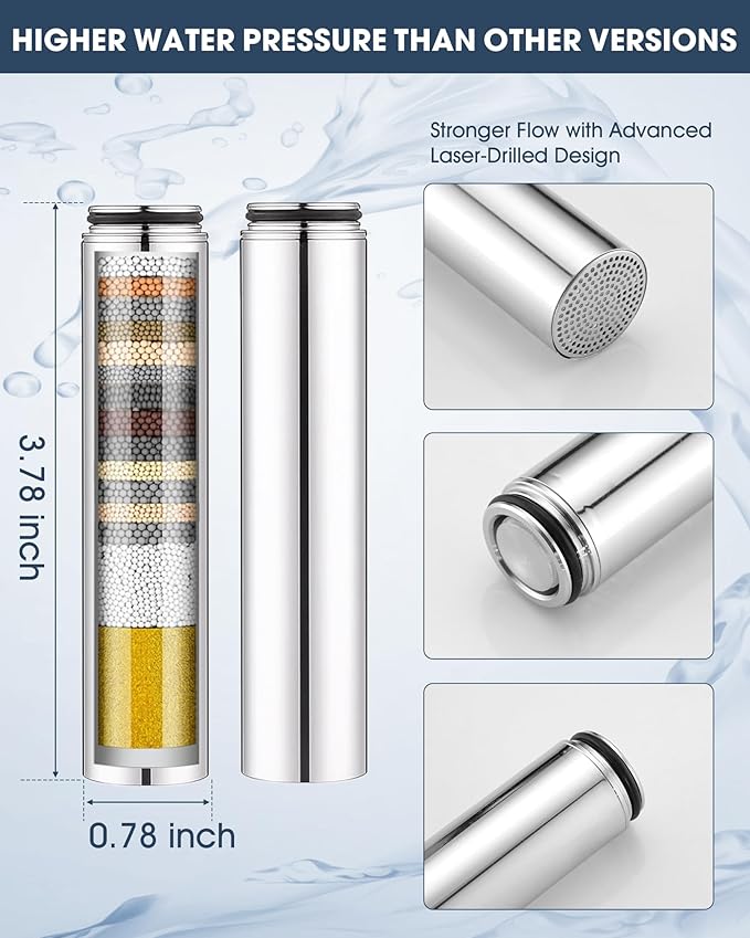 4 Pack Upgrade Replacement Filters Compatible with Cobbe Handheld Shower Head, Water Filter For Water Softening, Removes Chlorine, 304 Stainless Steel