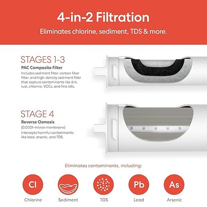 Brio SIMPL Reverse Osmosis Tankless Water Filter System for Clean Drinking Water | 4-Stage Undersink 0.0001 Micron RO Filtration | Reduces PFAS, Dirt, Rust, Chlorine, VOCs & Heavy Metals | 800 GPD