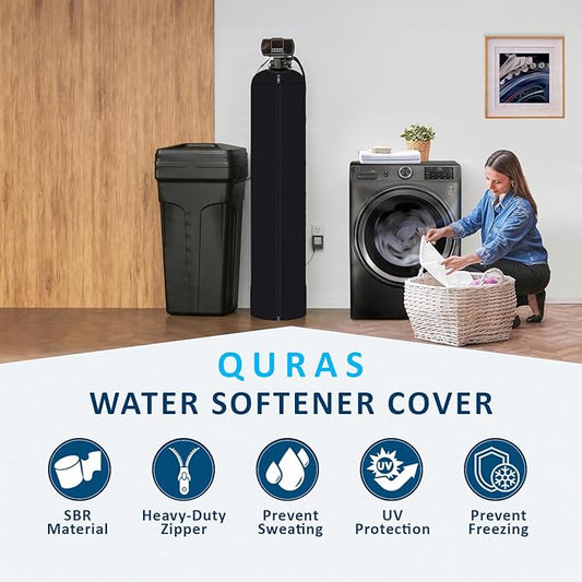 Water Softener Tank Jacket 9x48 Inch – 4mm Insulated Neoprene Cover to Prevent Sweating, Outdoor Water Softener Protector for Basement or Garage, Heavy-Duty Zippered Slip-On Design