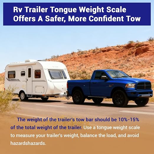 Rv Trailer Tongue Weight Scale 1800 Lb, 6.3" Large Stability Base Tongue Weight Scale for Travel Trailers Rv Campers & Boat, Fatigue-Resistant Spring System, Minimal Recalibration, (With Portable Bag)