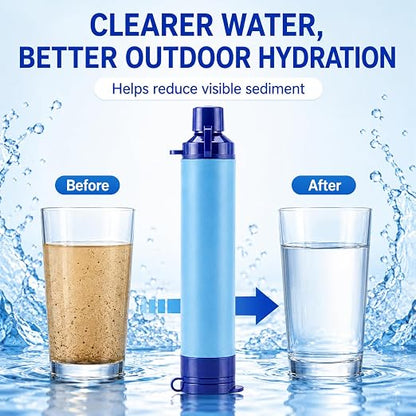 Water Filters Straws, Filtration Portable Gear, Supply for Drinking Hiking Camping Team Family Outing (Set)