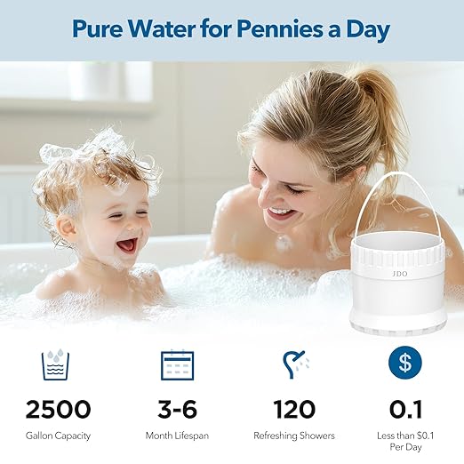 Bath Filter for Tub 2500 Gallon Bathtub Water Filter, Upgraded Large Opening Design (15L/Min) Universal Fit for Bathtub Faucet, Hard Water Softener Removes Chlorine Sensitive Skin Dry Hair Friendly