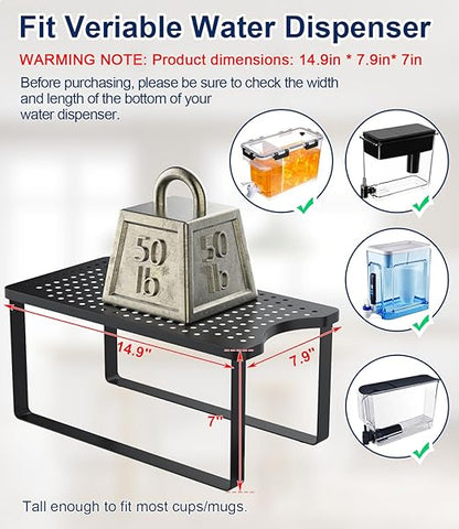 Water Filter Dispenser Stand with Drip Tray - 7.9''W x 14.9''D x 7''H, Metal Stand Designed for Brita Filter, Compatible with Zero Water, PUR, Waterdrop etc.