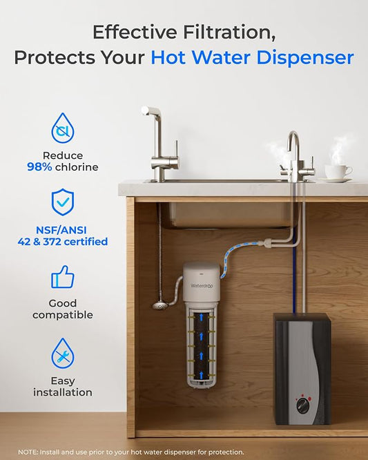 Waterdrop 10UE Under Sink Water Filter for Hot and Cold Water Dispenser | Reduces PFAS, PFOA/PFOS, Lead, Chlorine, Bad Taste & Odor, 11000 Gallons
