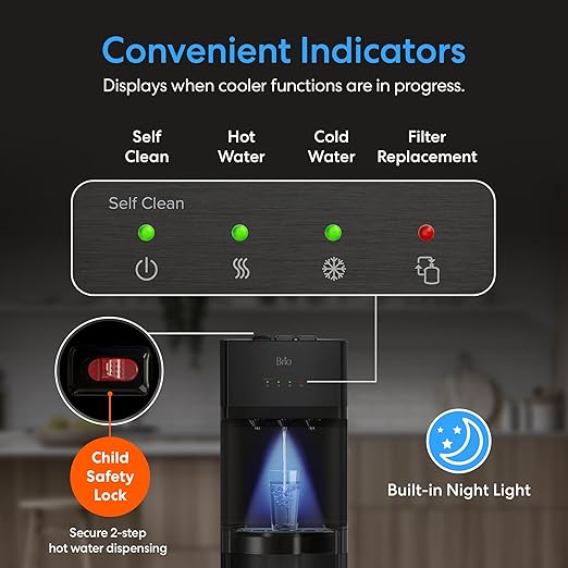 Brio 520 Series No Line Bottom-Loading Water Cooler with Built-in 2 Stage Water Filter Black