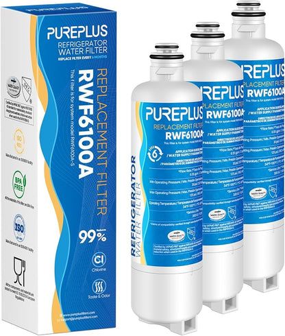 PUREPLUS BORPLFTR50 Replacement for Bosch 11025825 Ultra Clarity Pro Refrigerator Water Filter, Compatible with 12033030, 12028325,11025825, BORPLFTR55, WFC100MF, B36CT80SNS, B36CL80ENS, 3Pack