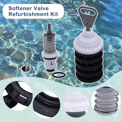 Softener Valve Refurbishment Kit Compatible with Fleck 5600,Includes Softener Main Piston 60102-00,Seals and Spacers 60125,Screws,Brine Piston 60032,And lower brine seal