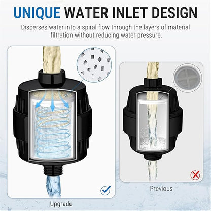 G-Promise 16 Stage Shower Filter For Hard Water, Reduces Chlorine and Fluoride, Improves Dry Skin, Universal With G1/2" Threads Design, Comes With a Replacement Cartridge (matte black)