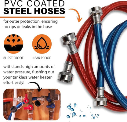 Chromex Tankless Water Heater Flush Kit with 4 Quarts Certified Liquid Descaling Solution and 1/6HP Extra Strength Pump
