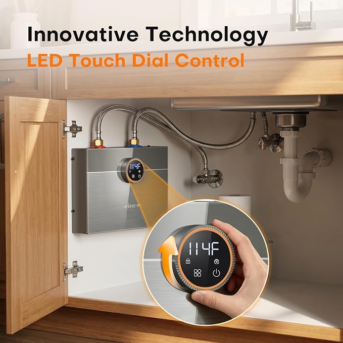 7kW Tankless Water Heater Electric 240V, On-Demand Instant Hot Water | Automatically Maintains Water Temperature Instant Water Heater Under Sink Self-Modulating Technology ETL Certified Eco
