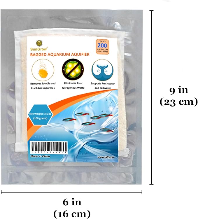 SunGrow Aquarium Resin Filter Media – Remove Ammonia, Nitrite & Nitrate Clear Brown Water from Indian Almond Leaves & Driftwood, for Freshwater & Saltwater Fish Tanks, Fine Mesh Bag Included