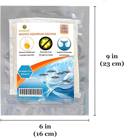 SunGrow Aquarium Resin Filter Media – Remove Ammonia, Nitrite & Nitrate Clear Brown Water from Indian Almond Leaves & Driftwood, for Freshwater & Saltwater Fish Tanks, Fine Mesh Bag Included