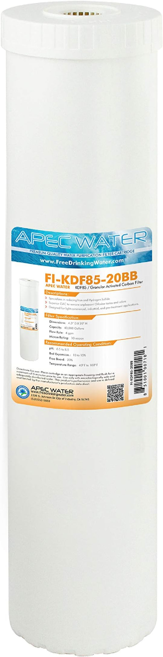 APEC Water Systems FI-KDF85-20BB US Made Iron and Hydrogen Sulfide Reduction Replacement Water Filter, 4.5"x20"