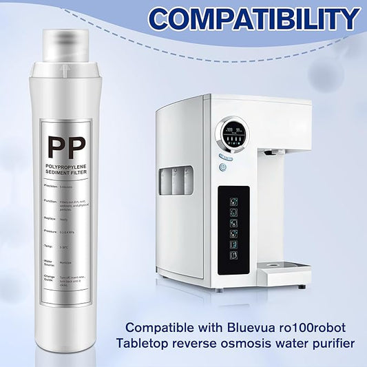 1 Pack PP Water Filter Replacement Compatible with Bluevua RO100ROPOT, 1 PP Water Filters, Improved Drink Quality, Easy to Replace for Household Daily Use Drinking