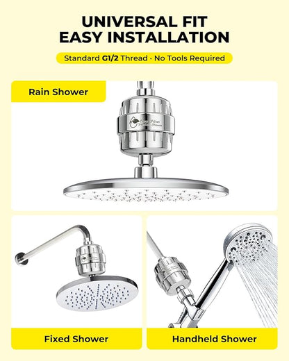 Heavy Duty Shower Filter 1 Pack - 99% Removes Chlorine, Fluoride, Heavy Metals & Hard Water Impurities - Healthier Skin & Softer Hair