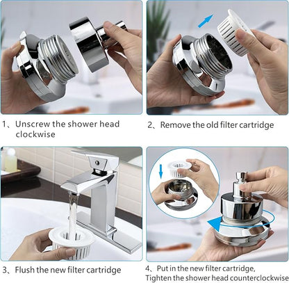 2 Pack Shower Filtered Cartridges, Replacement Multi-Stage Shower Head Filter Cartridge - Longest Lasting High Output Universal Shower Filter Remove Chlorine and Harmful Substances