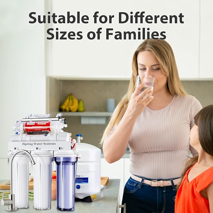 iSpring RCC7AK-UVF3 Value Pack, Alkaline UV 7-Stage Under Sink Reverse Osmosis Water Filter System, Patented Easy-Mount Faucet for Effortless Installation, Additional 3 Pre-Filters Included