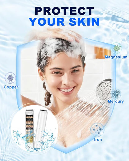 KEEPOW Shower Filter Compatible with Cobbe Handheld Shower Head, Shower Head Filter for Water Softening, Removes Chlorine, 4 Pack