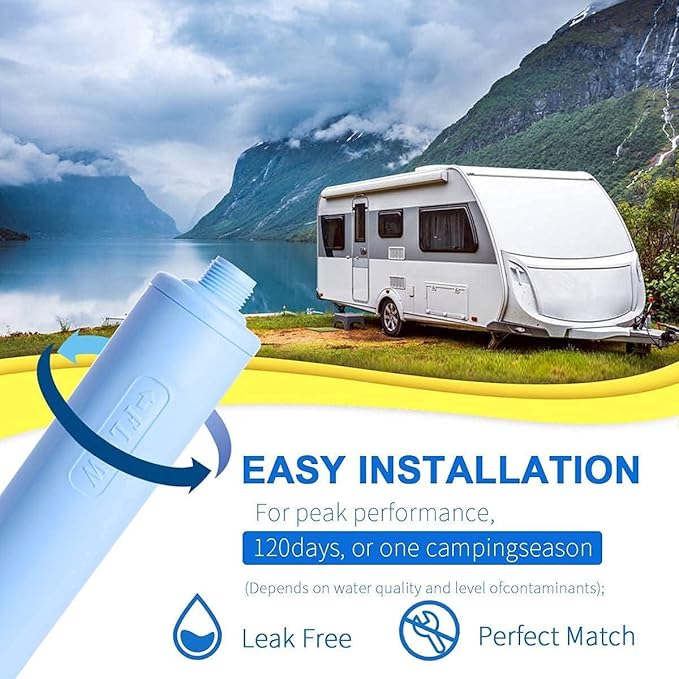 EXCELPURE RV Inline Water Filter with Anti-Kink Hose, 3/4" Garden Hose Thread, NSF/ANSI 42 Certified, Reduces Chlorine, Rust & Odor, Ideal for RVs, Campers, Gardening, Car Washing & Bath Filling, 2pk