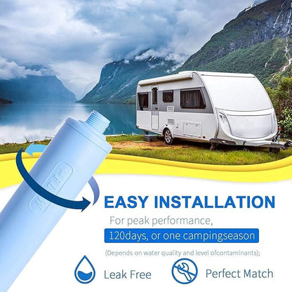 EXCELPURE RV Inline Water Filter with Anti-Kink Hose, 3/4" Garden Hose Thread, NSF/ANSI 42 Certified, Reduces Chlorine, Rust & Odor, Ideal for RVs, Campers, Gardening, Car Washing & Bath Filling, 2pk