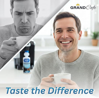 Grand Cafe Universal Descaling Solution - Coffee Maker Descaler and Cleaner for Keurig, Nespresso, DeLonghi & Single-Serve Espresso Machines - Perfect Measure Bottle (20 oz, 5 uses per bottle)
