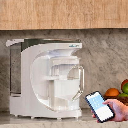 AquaTru Carafe Smart Alkaline Countertop Water Purifier | App-Connected 4-Stage Reverse Osmosis System with Glass Carafe Removes Forever Chemicals, Lead & Fluoride | Adds Minerals | No Plumbing