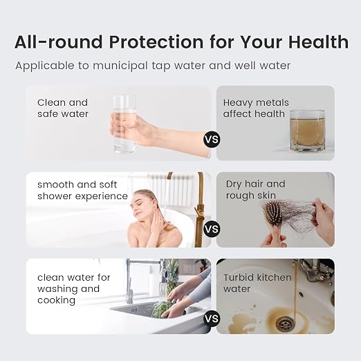 Waterdrop WHF3T-FG 3-Stage Whole House Water Filter System, 5 Micron | Reduces Iron & Manganese, Lead, Chlorine, Odor, 7-Stage Filtration, with Carbon Filter & Sediment Filter, 1" Inlet/Outlet