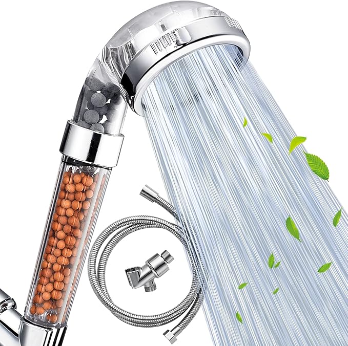 Nosame® Shower Head with Hose, Filter Filtration High Pressure Water Saving 3 Mode Function Spray Handheld Showerheads for Dry Skin & Hair