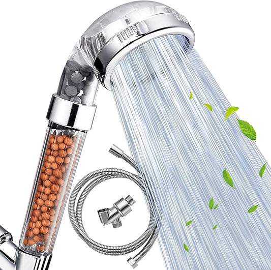 Nosame® Shower Head with Hose, Filter Filtration High Pressure Water Saving 3 Mode Function Spray Handheld Showerheads for Dry Skin & Hair