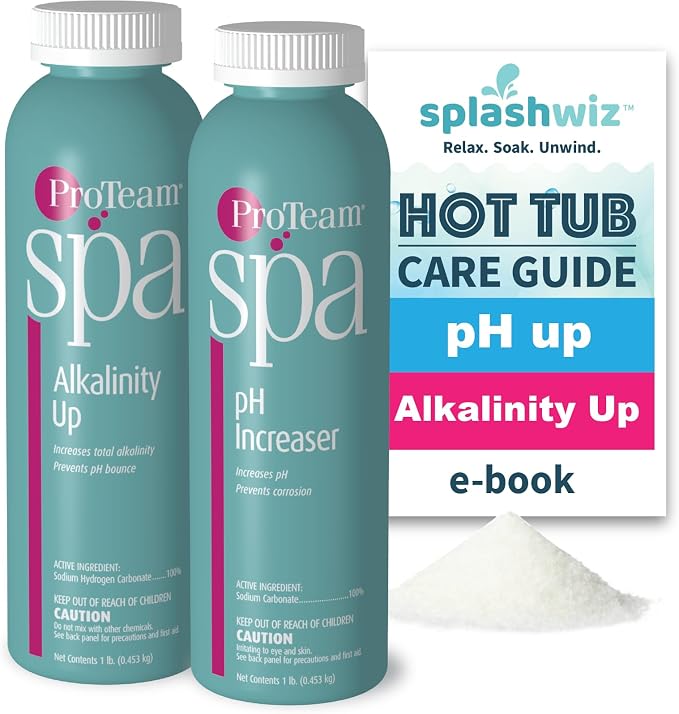 ProTeam Spa Alkalinity Increaser for Hot Tub and Spa pH Increaser for Hot Tub - Spa Up for Hot Tub - pH Up Hot Tub pH Increaser - with SplashWiz Hot Tub Chemicals Care Guide e-Book - Spa pH Up Spa - M