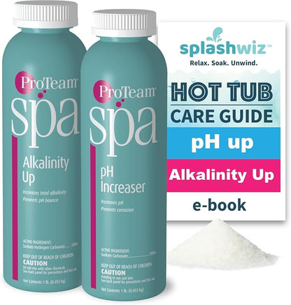 ProTeam Spa Alkalinity Increaser for Hot Tub and Spa pH Increaser for Hot Tub - Spa Up for Hot Tub - pH Up Hot Tub pH Increaser - with SplashWiz Hot Tub Chemicals Care Guide e-Book - Spa pH Up Spa - M