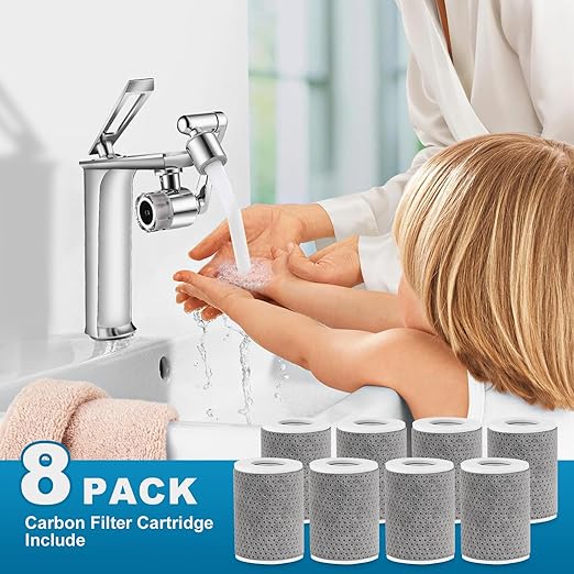 8 PCS Faucet Filter Cartridge Replacement for Kitchen & Bathroom Sink, 8 Carbon Fiber for Faucet Extender Improve Water Conditions Removes Chlorine Fluoride Heavy Metal