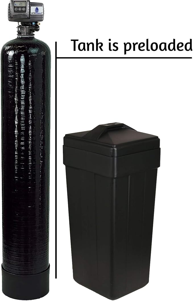 AFWFilters Fleck 5600SXT UPGRADED HIGH capacity 10% resin (48,000, Black - 1" Bypass)