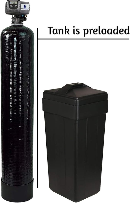 AFWFilters AFW Filters IRON Pro 2 Combination water softener iron filter Fleck 5600SXT digital metered valve for whole house (64,000 Grains, Black)