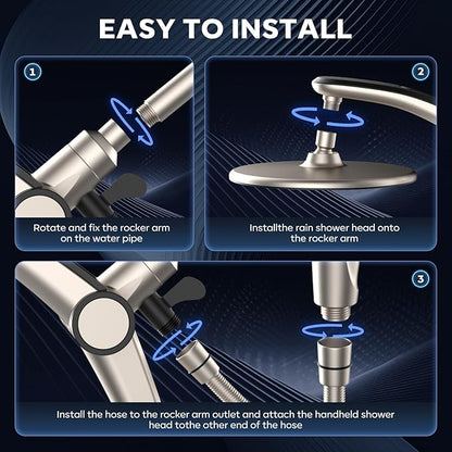 Shower Head with filtered Handheld High Pressure daul Shower Heads with Handheld Spray Combo and 10 Sprays Handheld Shower Head Detachable Shower head Built-in Magnetic Docking and Power Jets Nickel