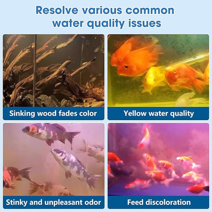 Jorewood Aquarium Filter Resin for Water Purification, 3 Bags x 200ml, Tannin Remover, Odor Eliminator for Crystal Clear Water